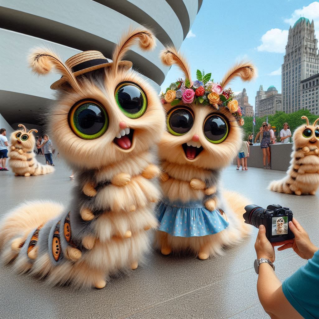 Caterpillars posing at Guggenheim