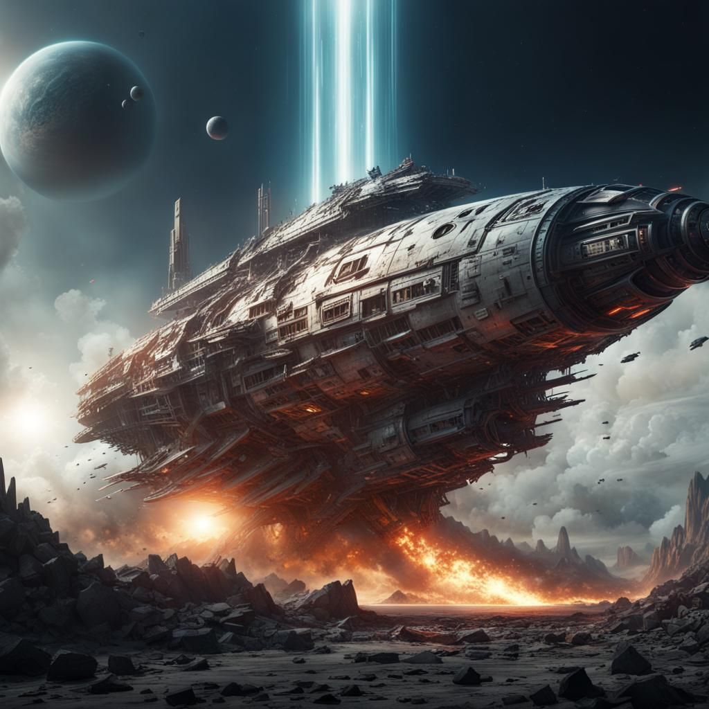 space ship destroyed - AI Generated Artwork - NightCafe Creator