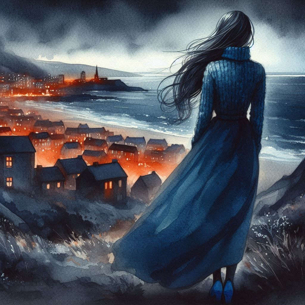 The echo of the waves crashing on the rocks