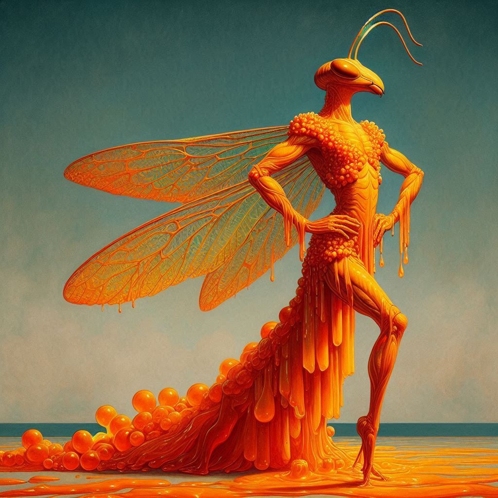 Wearing Bob Mackie in orange marmalade