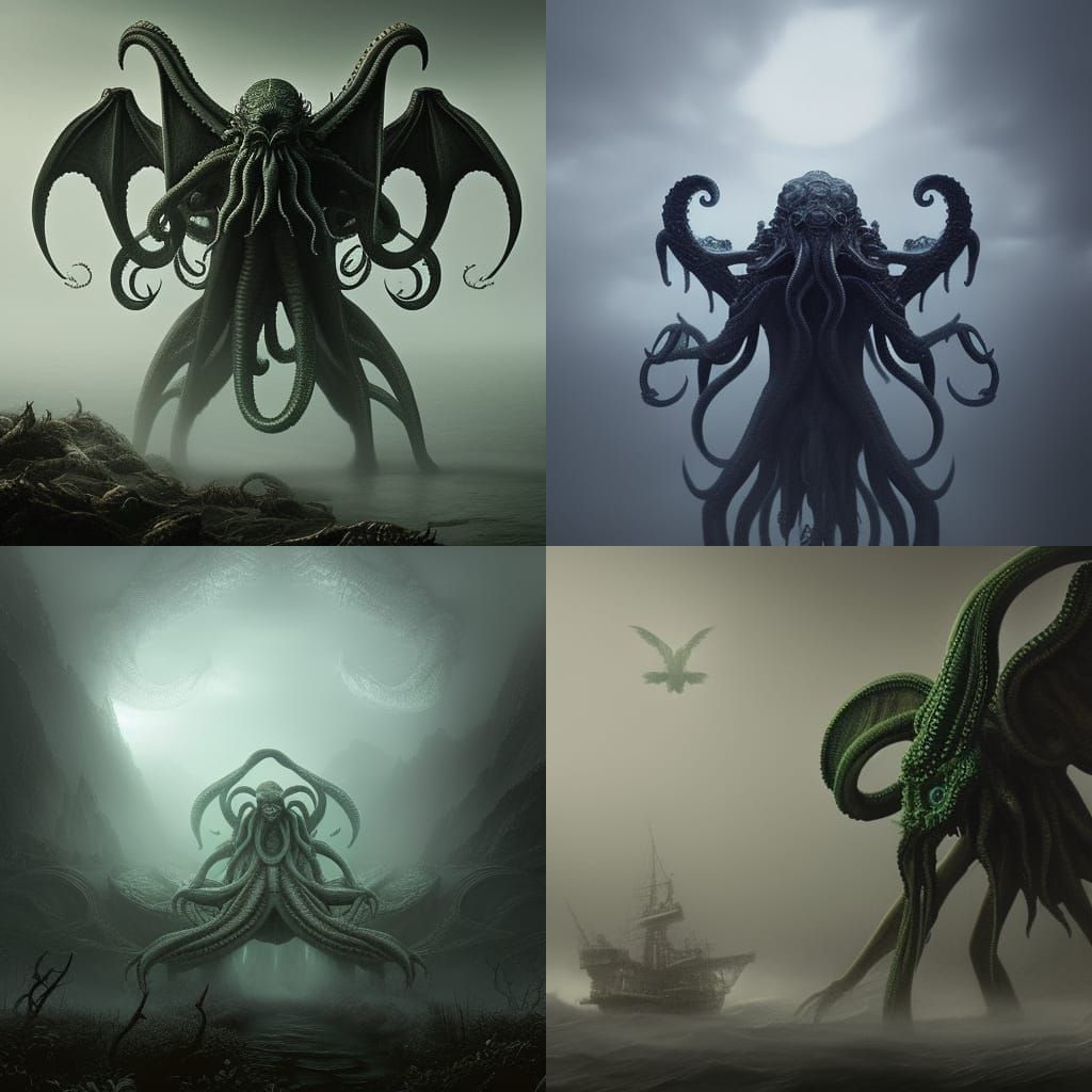 Cthulhu emerging from a fog Epic cinematic brilliant stunning intricate ...