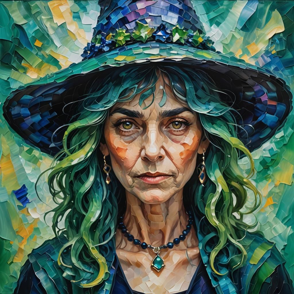 Cinematic fantasy Portrait of a Agate-haired Witch 8 year ag...