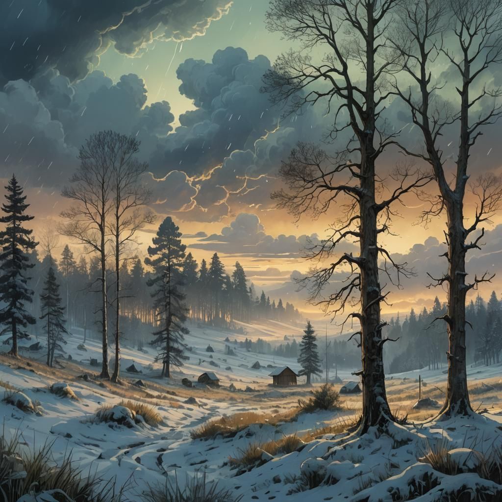 meadow after blizzard  by @Dim Vas