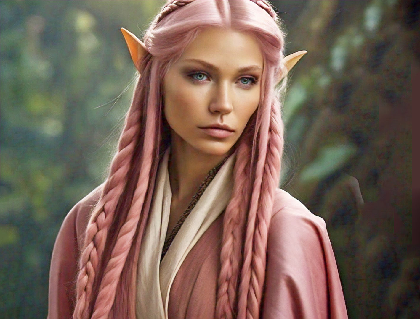 Pink Close with braids