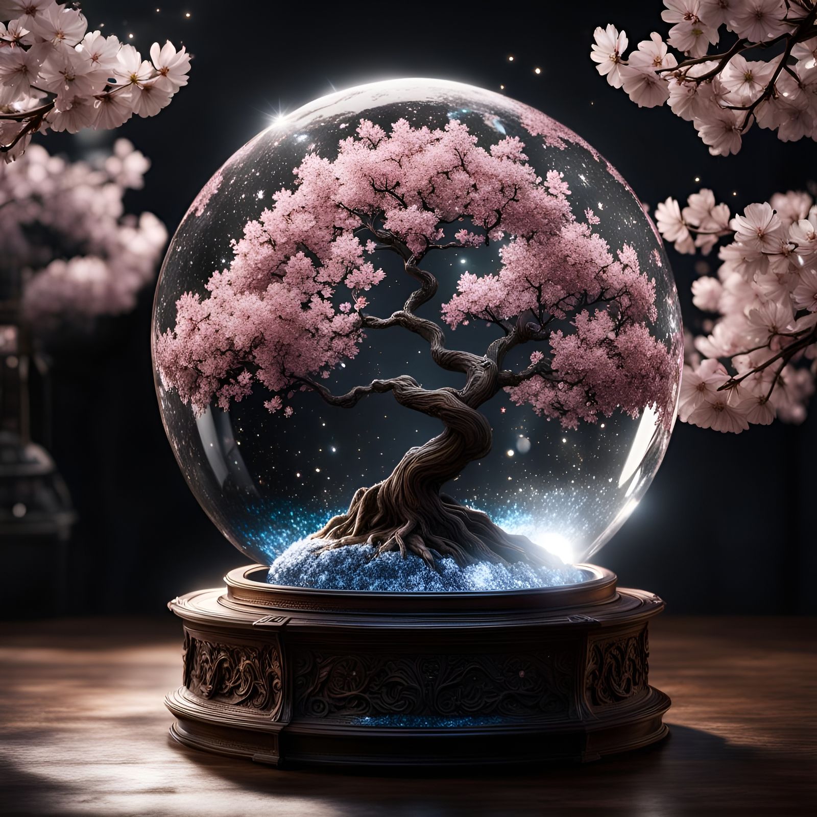 Cherry Blossom Snow Globe  by @Rosie