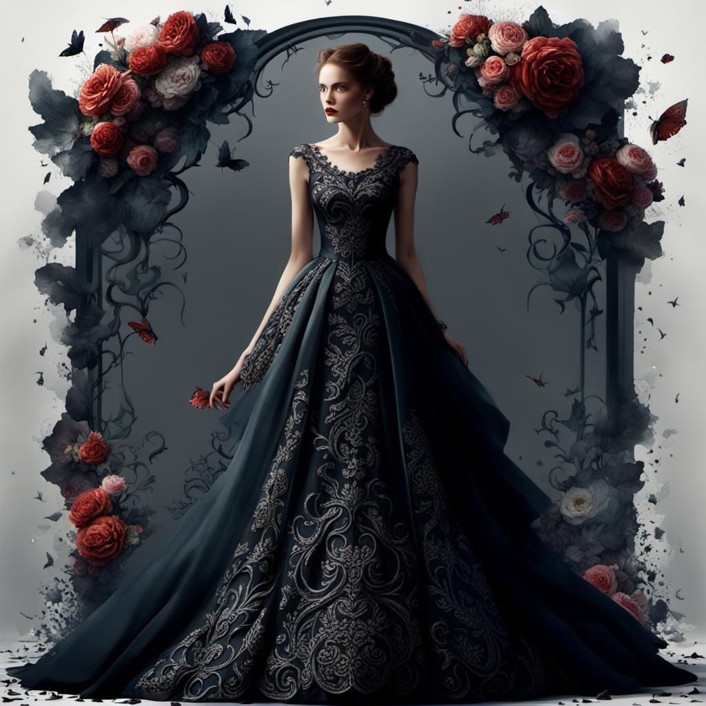 Beautiful Woman in Intricate Dress: Fantasy Art