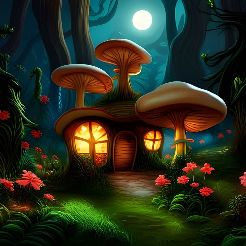 The Mushroom House - AI Generated Artwork - NightCafe Creator