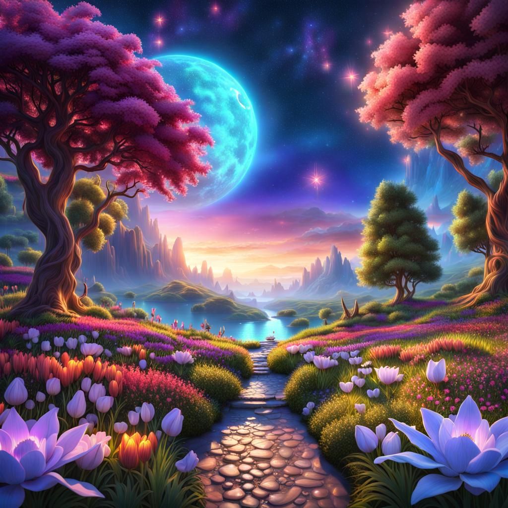 Midnight Garden - AI Generated Artwork - NightCafe Creator