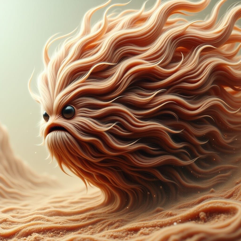 <lora:-Furry Fury-:1.0>  a sand elemental creature dissolving into a swirl of sand, hyprealistic fantasy image 64 megapixels hyperdetailed h...