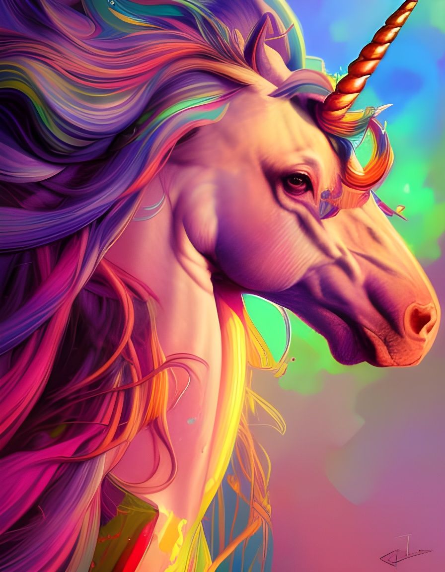 Unicorn with Flowing Hair - AI Generated Artwork - NightCafe Creator