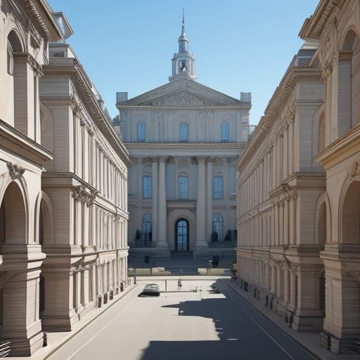 Ethereal Architectural Abstraction in a Dreamlike Cityscape