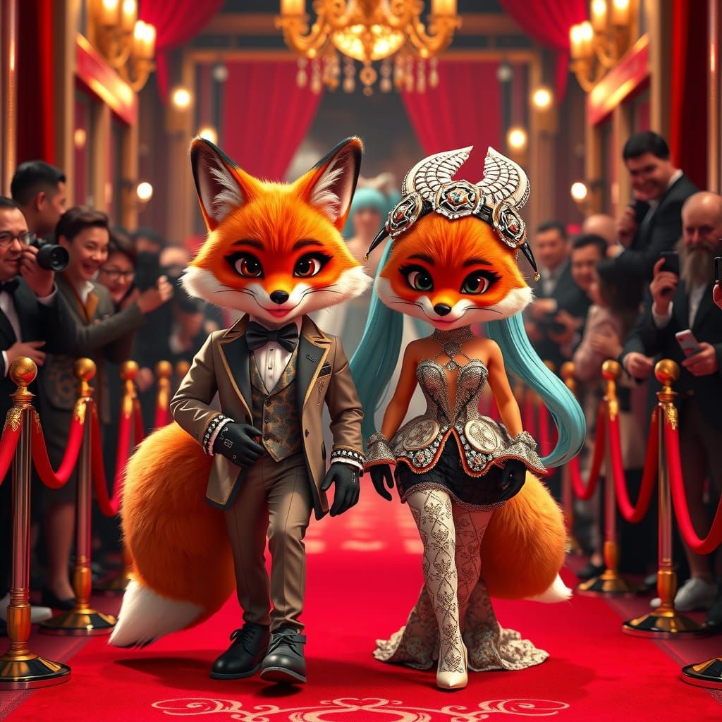 Cute red fox couple walking on the red carpet  by @pedrobrito2004