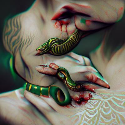 Poisoned by a serpent's touch.