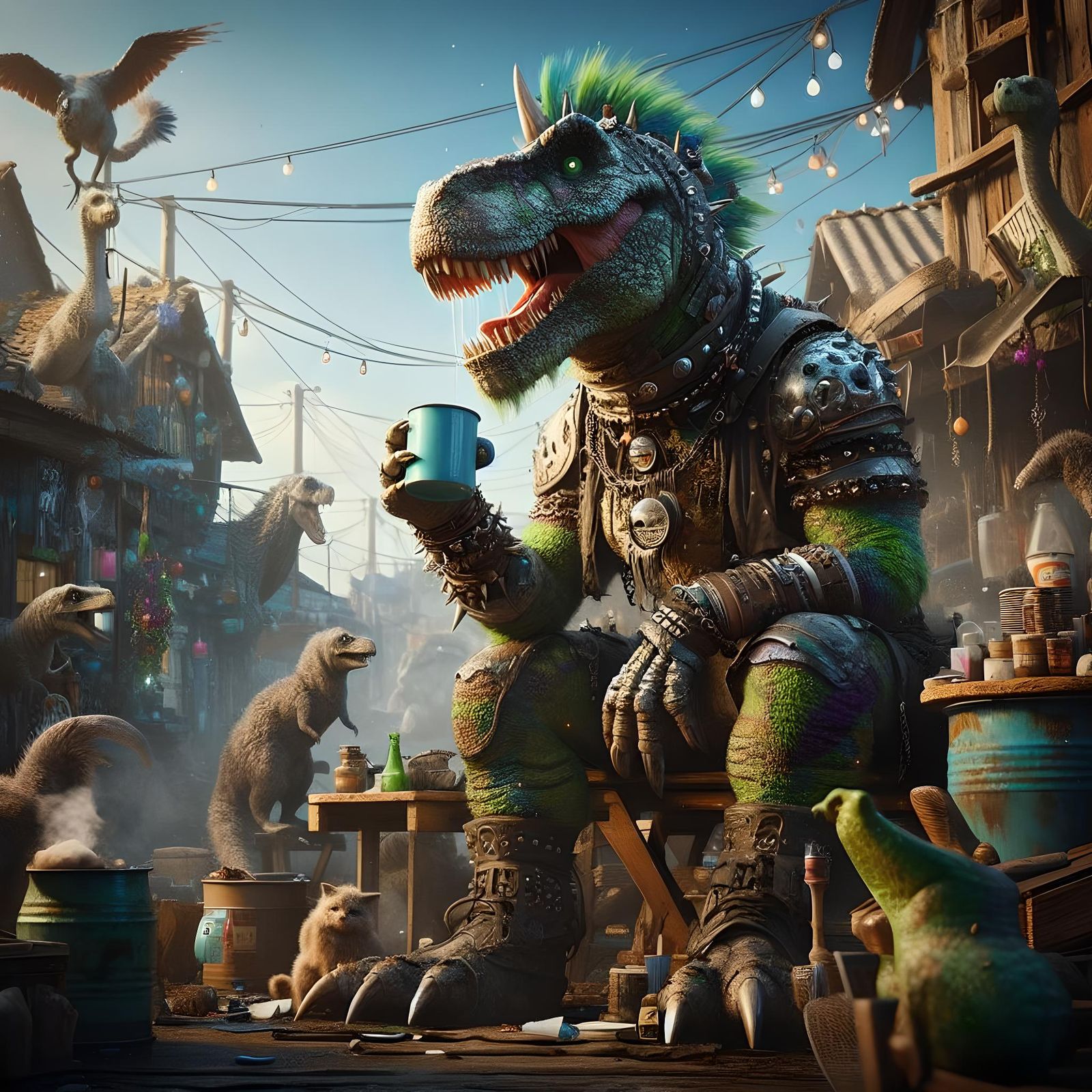 T-Rex Drinking a Coffee