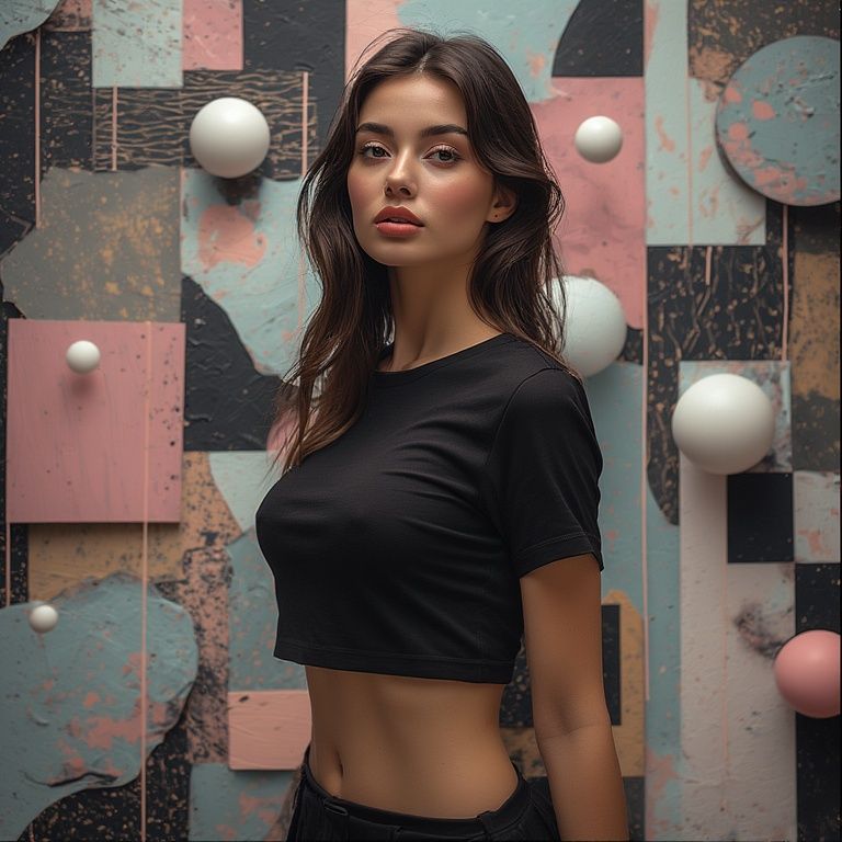 Side portrait with spheres