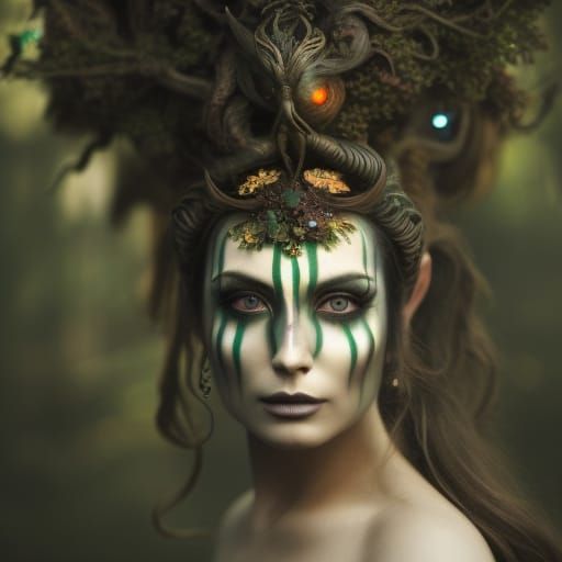 profile beautiful dryad, nature spirit, facepaint,by android jones by ...