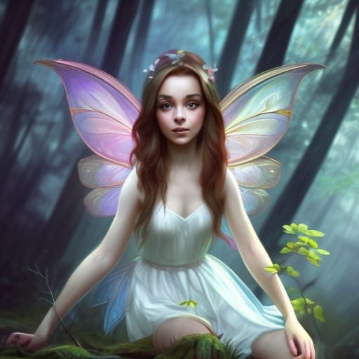 /imagine prompt: cute little fairy, with a light in her hand...