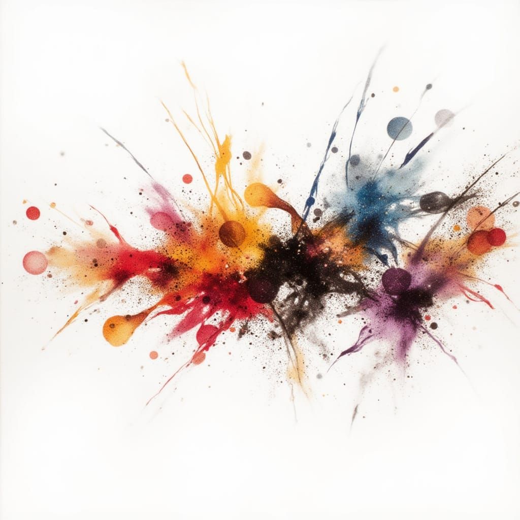 Poster art, horizontal splash art, abstract, geometric, vibrant, mixed media, white background <lora:Earth and eastwind:1.0>