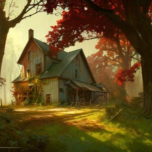 A farm in the fall undefined