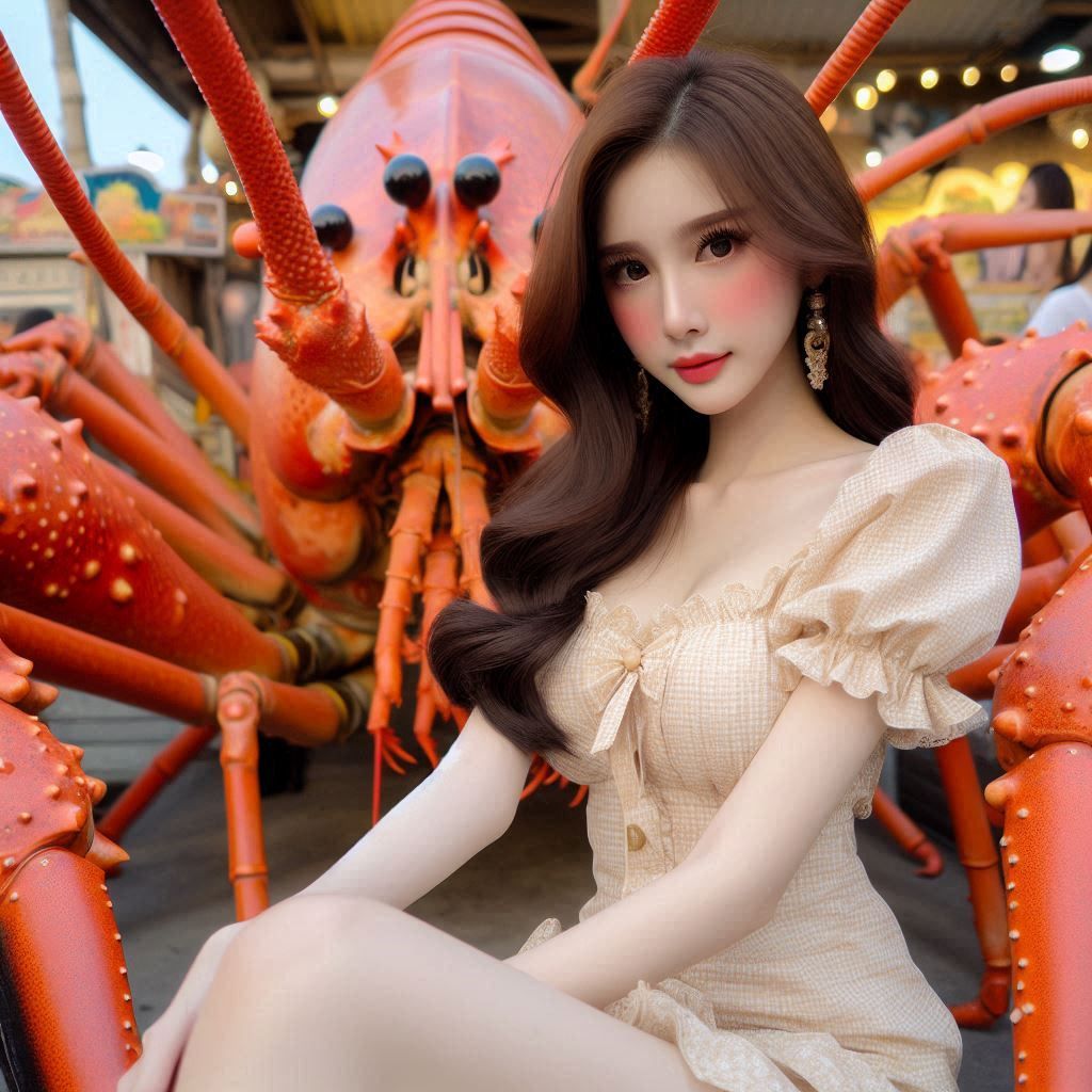 Girl and lobster