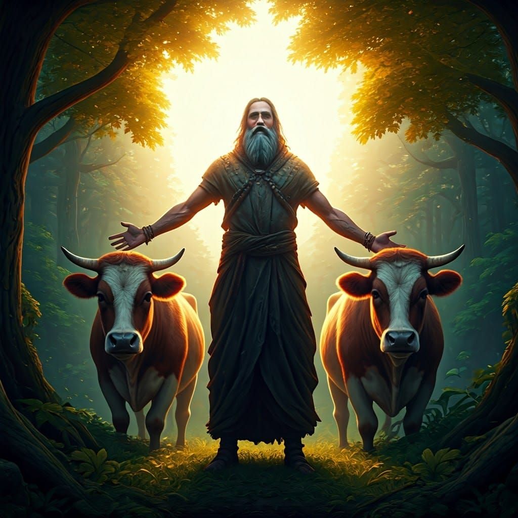 Devout Man in Harmony with Nature as Fantasy Concept Art