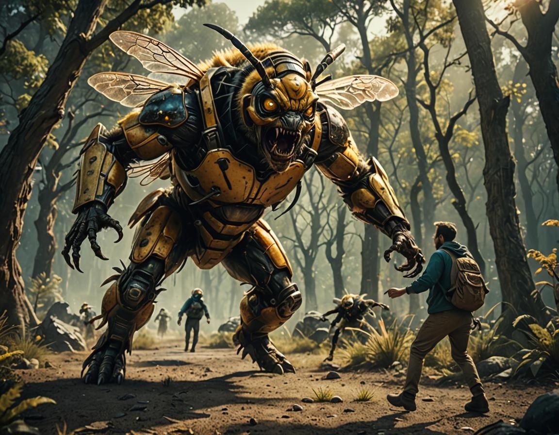 Bee Monster Attack: Cinematic Fantasy Concept Art
