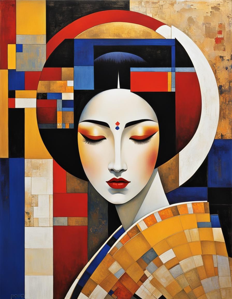 Geisha in a geometric construction