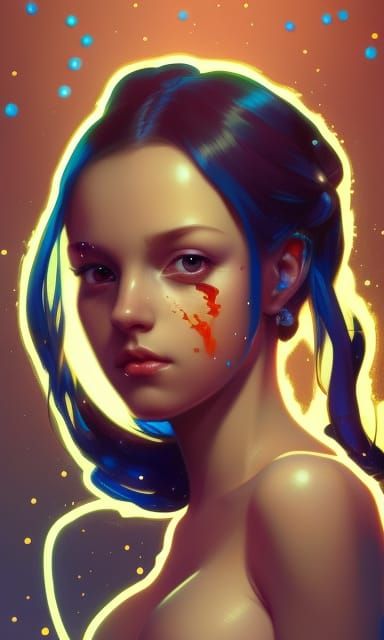 Glass beads  bunnie girl head and shoulders portrait, 8k res...