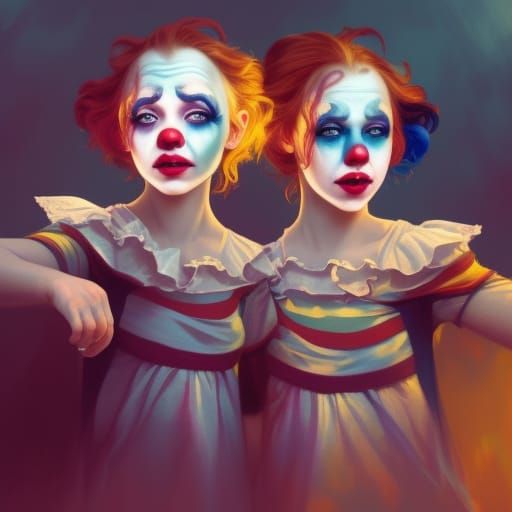 Clown Twins - AI Generated Artwork - NightCafe Creator