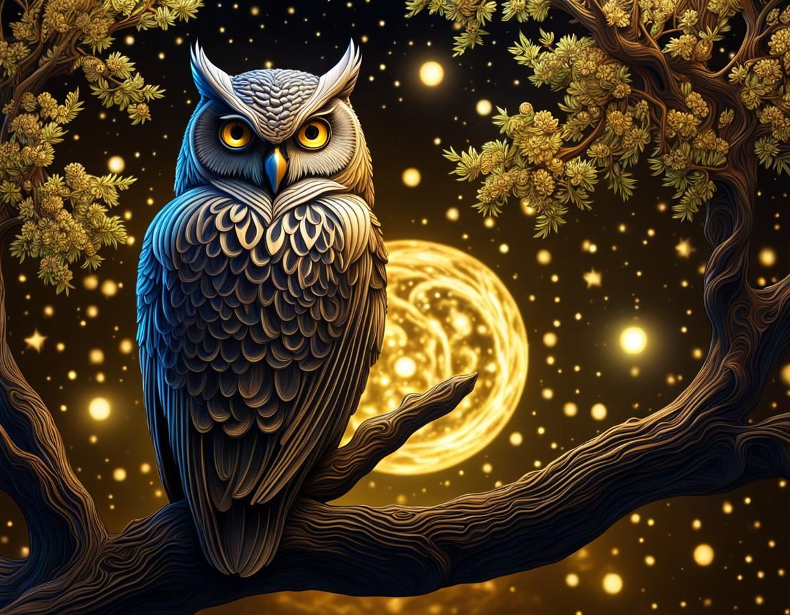 owl at full moon