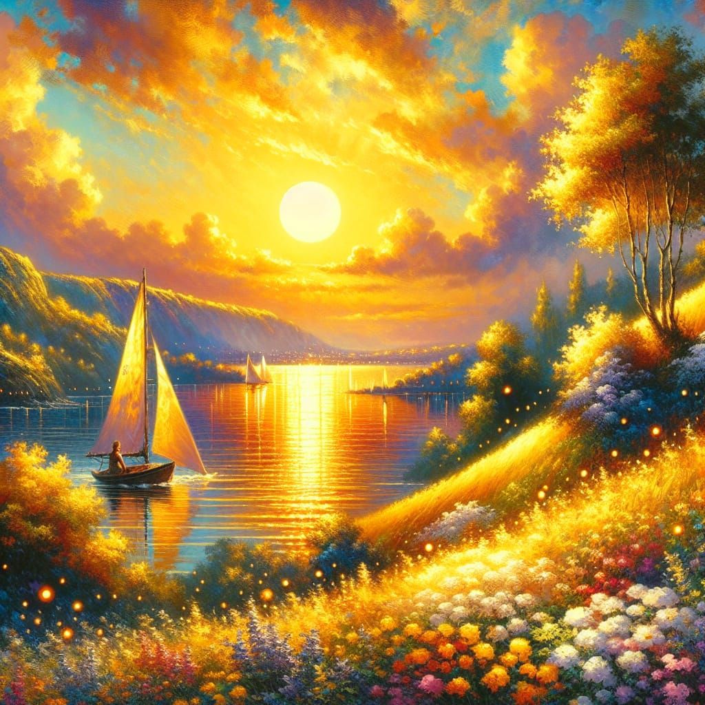 Golden sunset over the bay