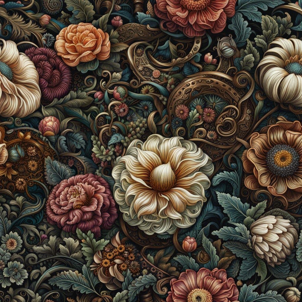 Floral repousse motif