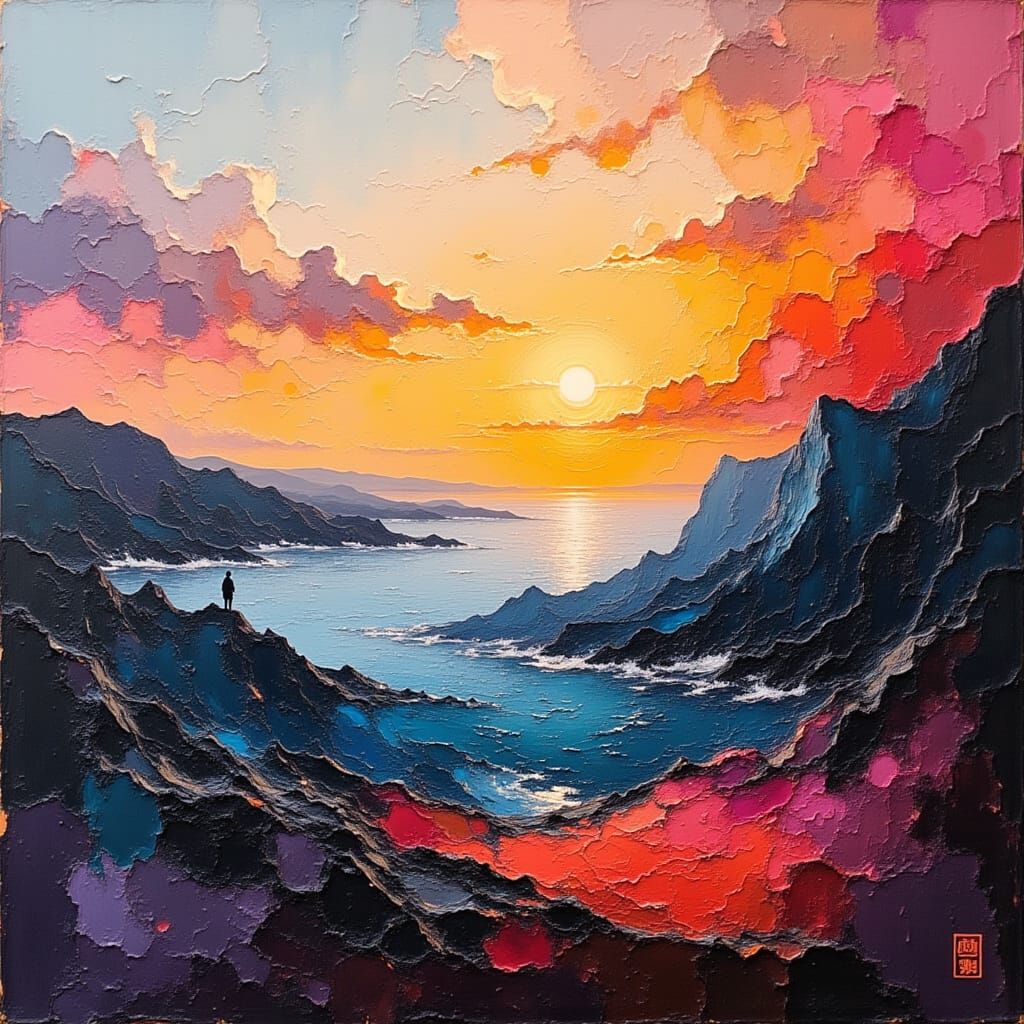 Abstract Expressionist Landscape with Bold Brushstrokes