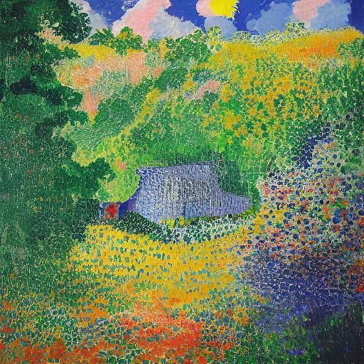 <lora:Pointillism:1.0> village