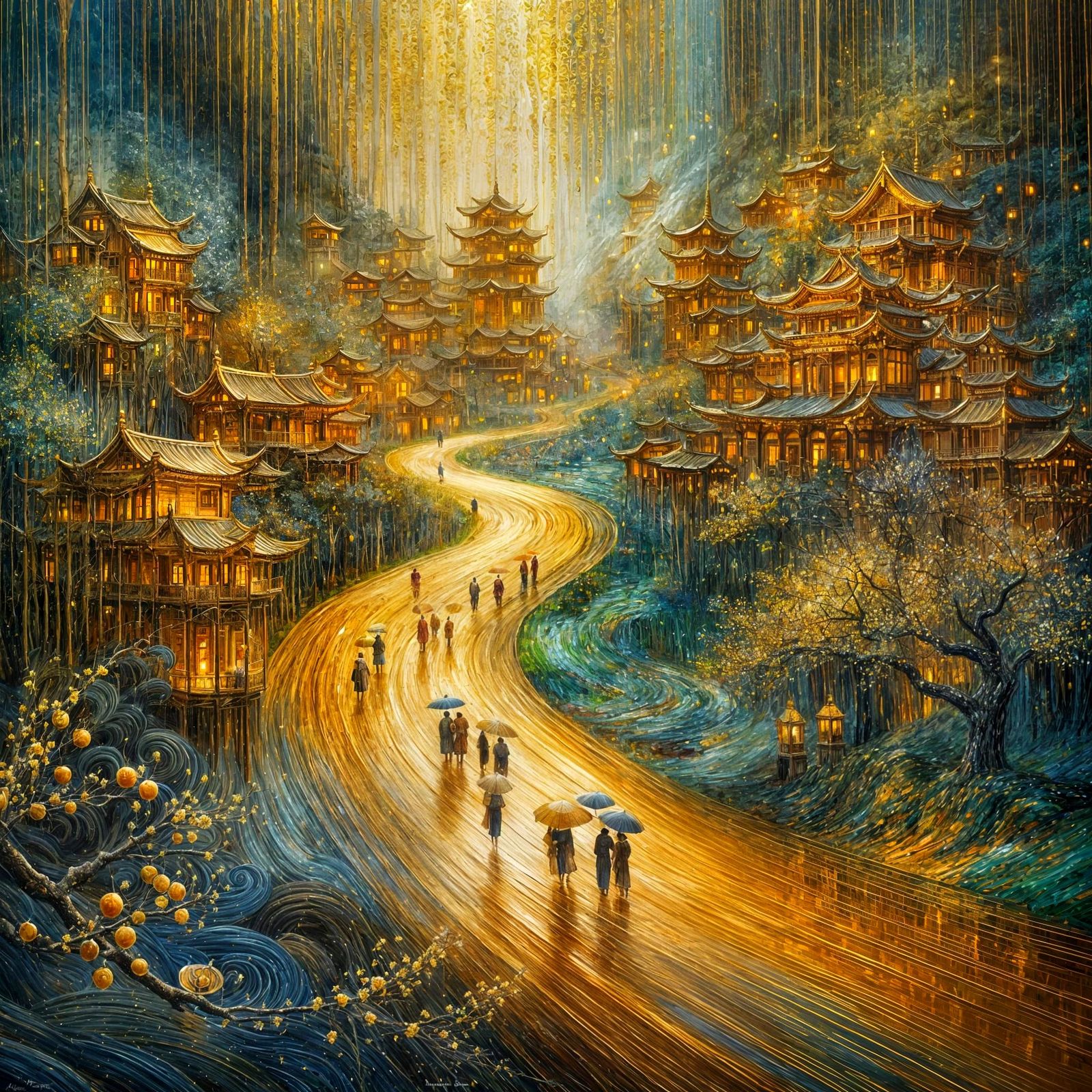 Golden rain in the golden city (Gold+Blue )  by @SrgGrkv