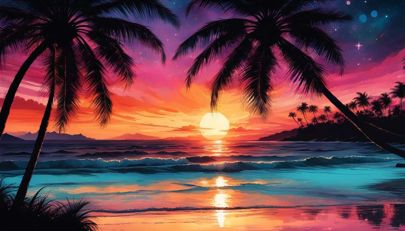 Sunset on the island oasis  by @Mi3ch