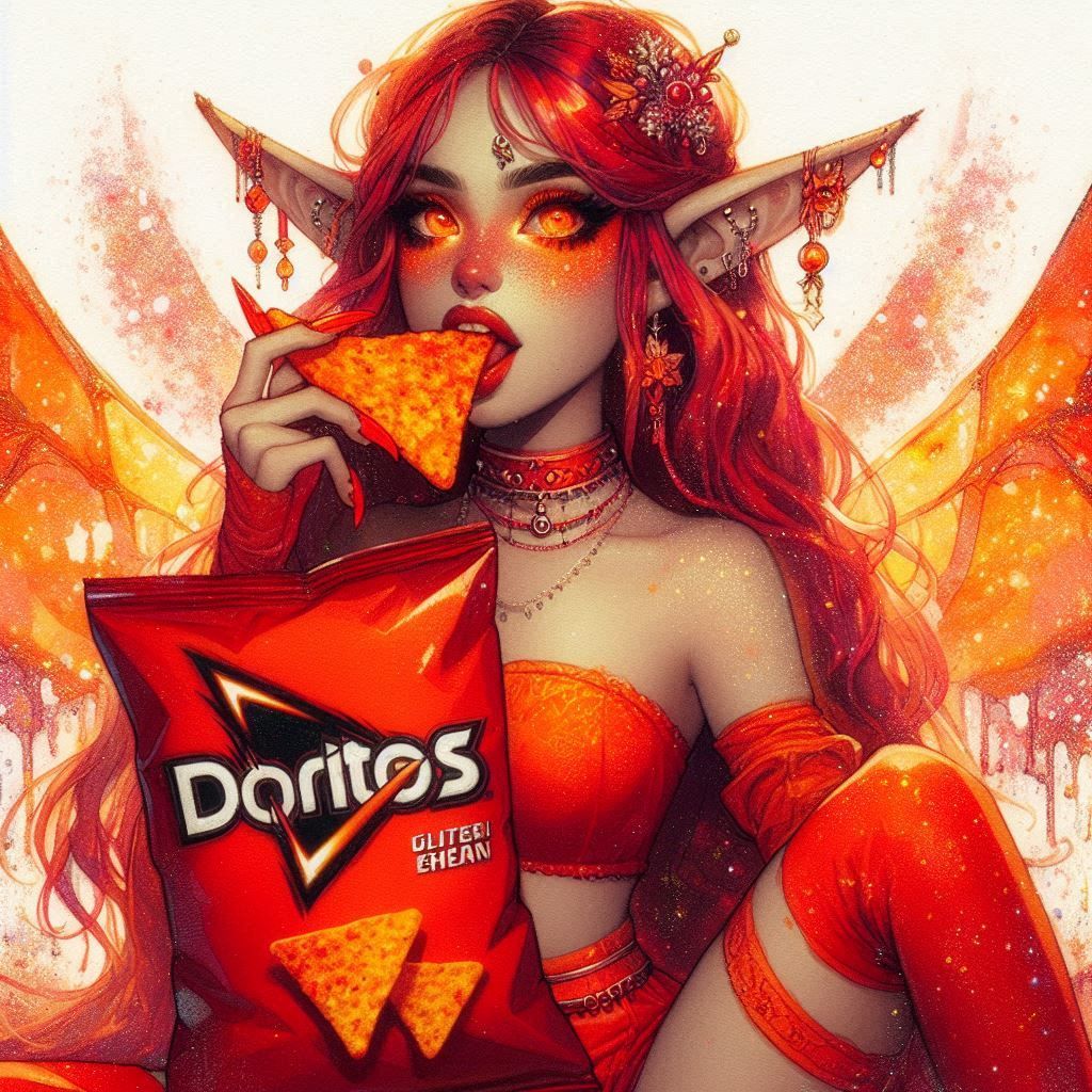 Red Fairy eating Doritos❤️😊