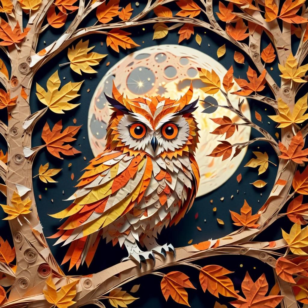 Autumn owl made of paper  by @Nomes69