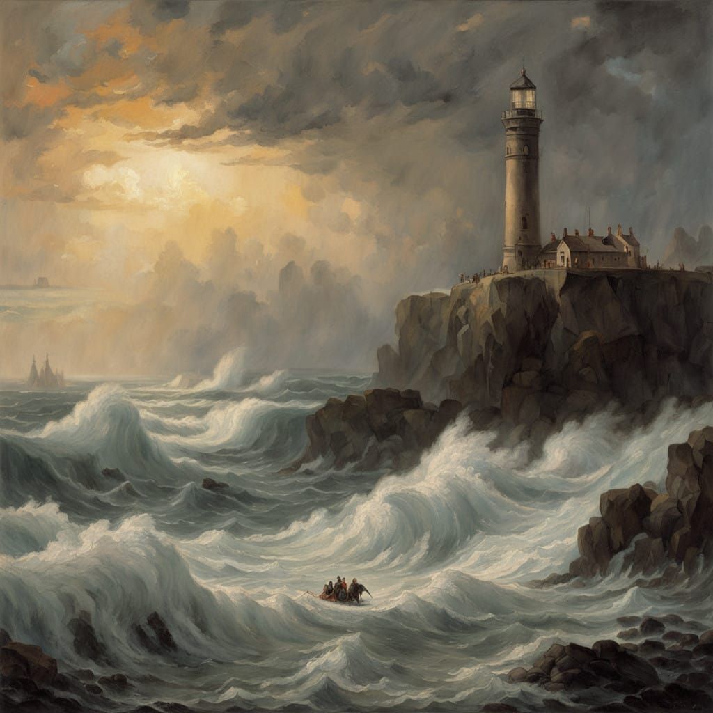 Dramatic yet hopeful; conveys safety, strength, and direction amidst chaos.  by @AlmaEvers 