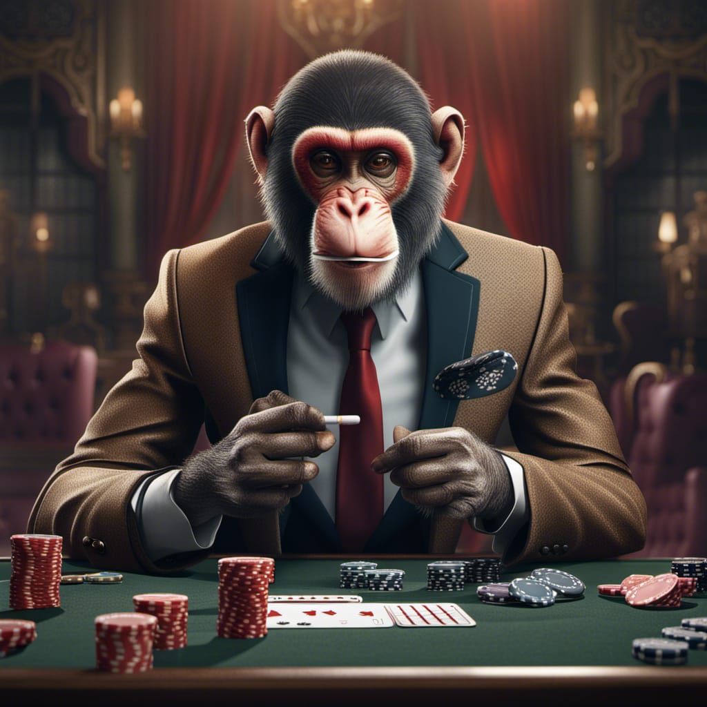 A monkey dealing poker cards AI Generated Artwork NightCafe Creator