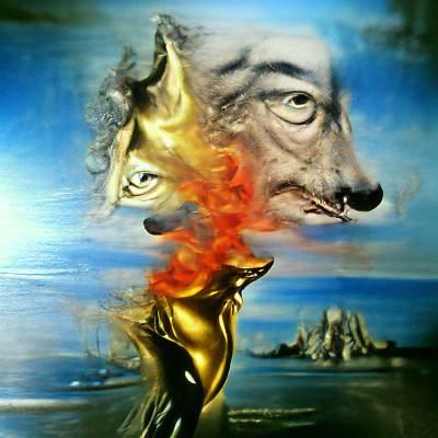 wolf on fire