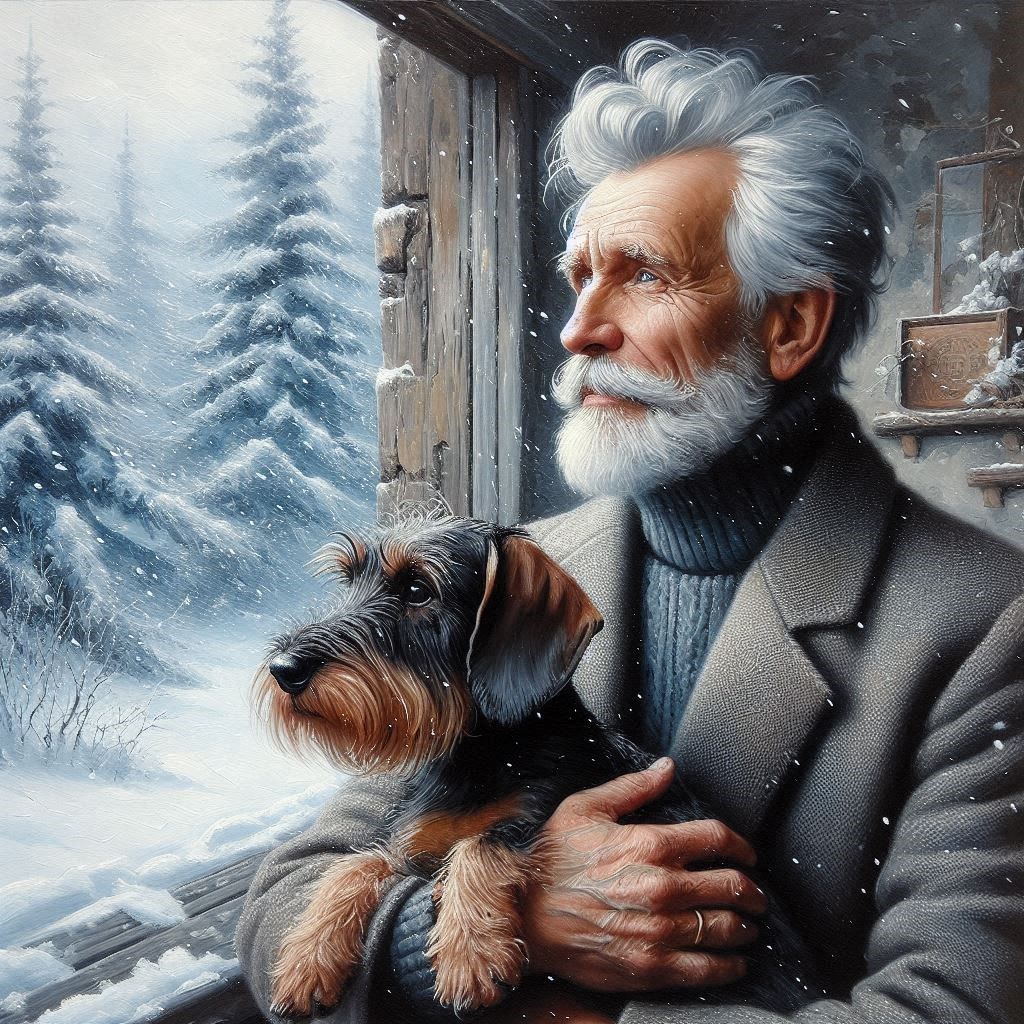 man with his dog