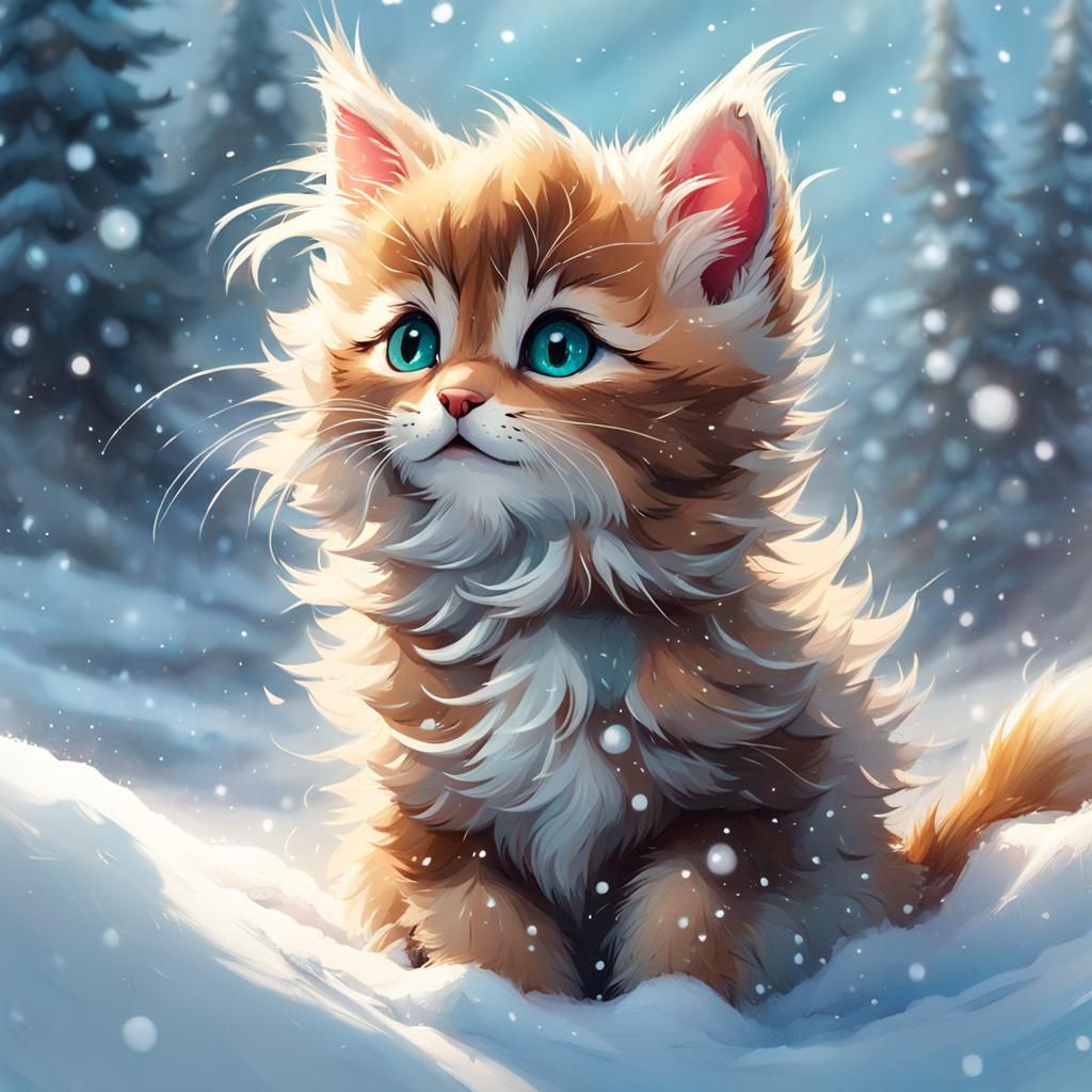 Kitten in the Snow AI Generated Artwork NightCafe Creator
