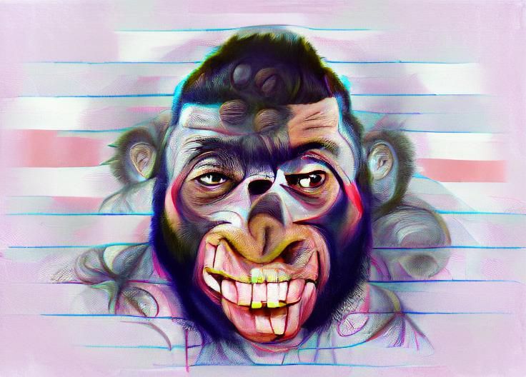 a portrait of a crazy ape