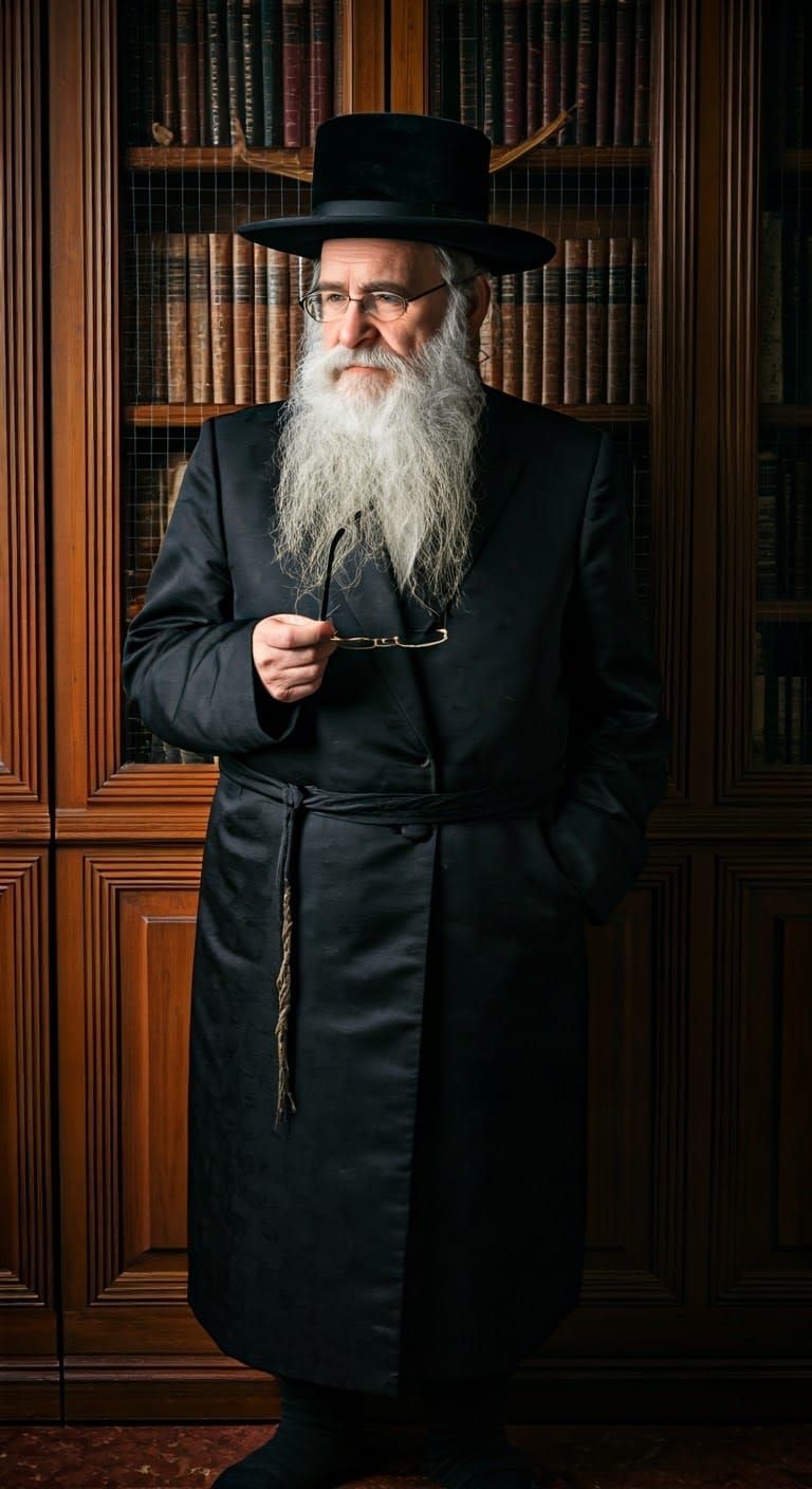 Devout Hasidic Rabbi in Contemplation