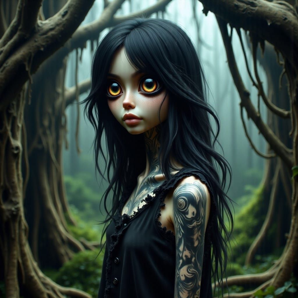 <lora:Abyssal Eclipse Eyes:1.0> dark and Eerie girl 