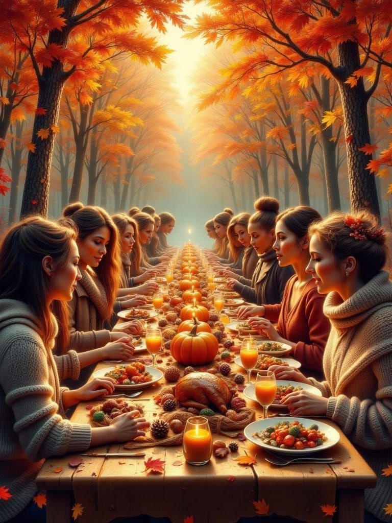 Cozy Autumn Feast in Wooded Setting