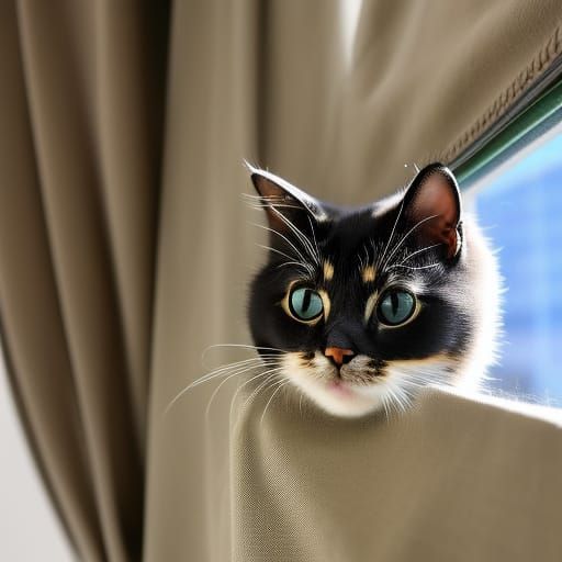 Alliteration Challenge Cute Cats Climb Curtains AI Generated