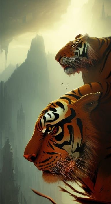 human tiger a masterpiece, 8k resolution, dark fantasy concept art, by Greg Rutkowski, dynamic lighting, hyperdetailed, ...