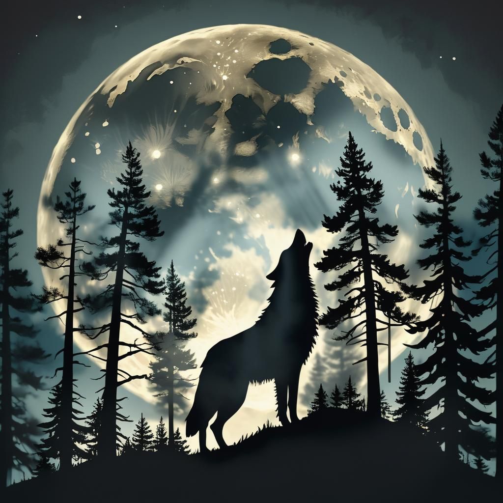 Wolf at night  by @JMO